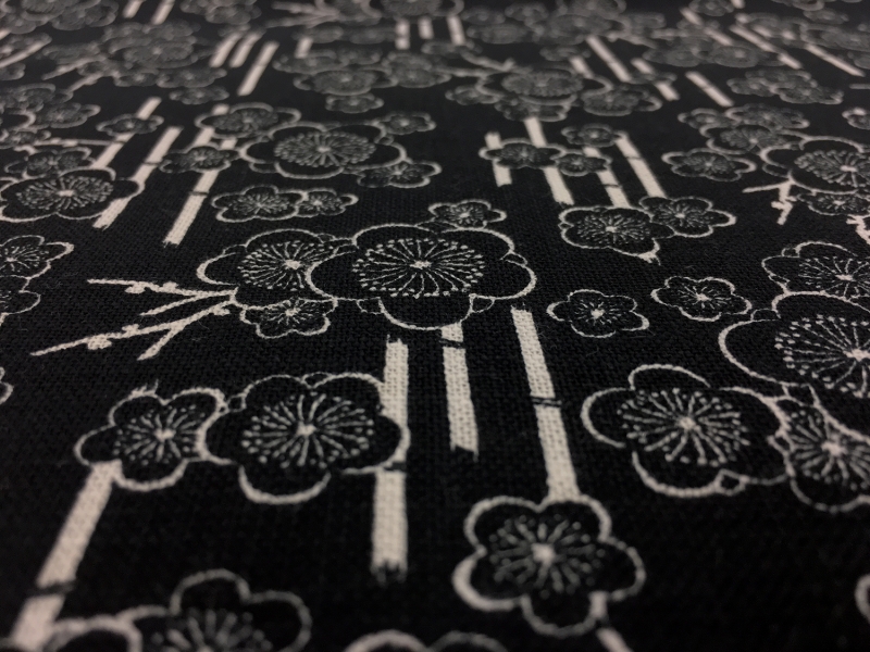 Japanese Cotton Floral Print in Black2