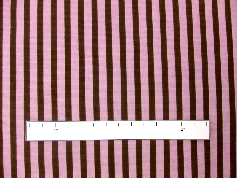 Cotton Canvas 1/4" Stripe In Brown And Pink1