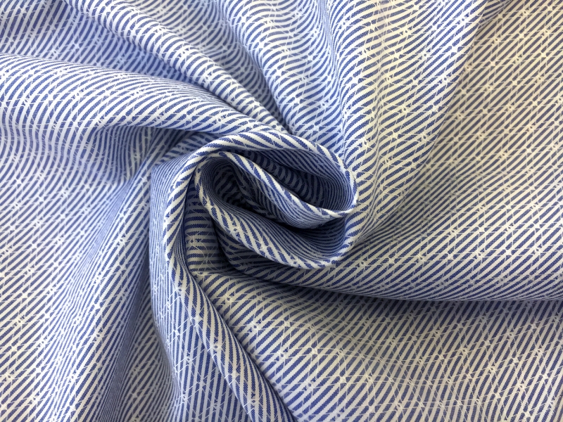 Italian Dobby Striped Shirting in Blue1
