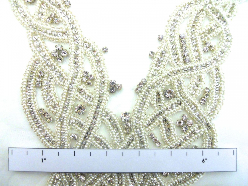 Ondine White Pearl and Crystal Beaded Bodice1