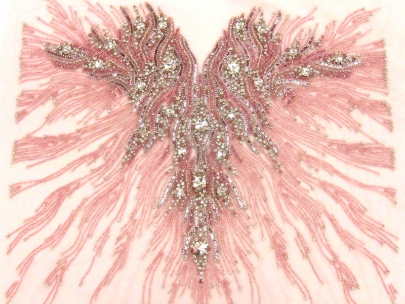 Colette Pink Crystal Embroidered Tulle Bodice0