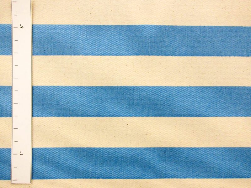 Japanese Cotton Canvas 1.25" Stripe In Blue And Natural1