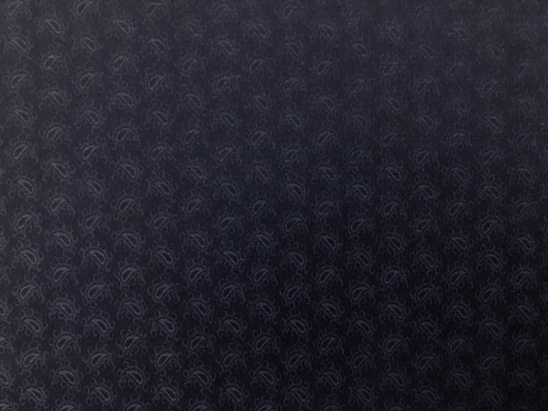 Italian Wool Lycra Paisley Jacquard Suiting in Navy0