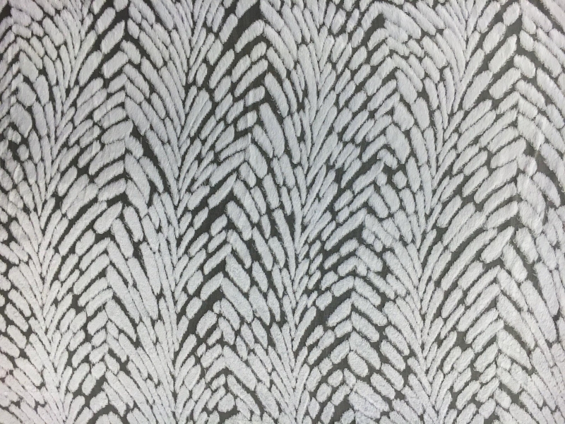 Burnout Velvet With Art Deco Pattern in Ice Grey0