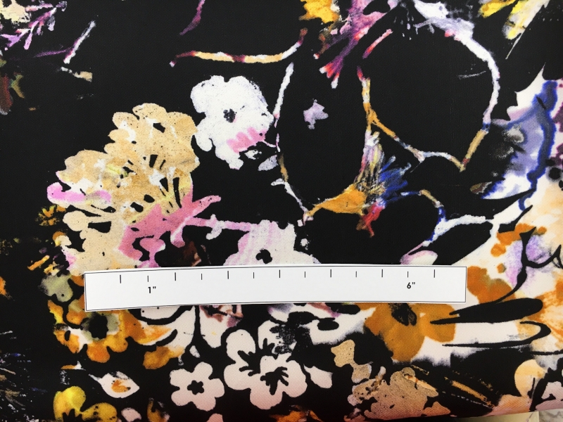 Printed Silk Mikado with Abstract Painted Flowers1