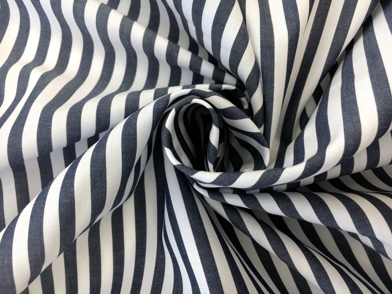 Pima Cotton Shirting Stripe in Navy1