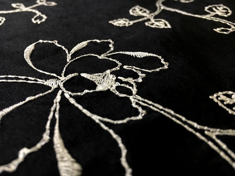Silk Shantung with Embroidered Florals2