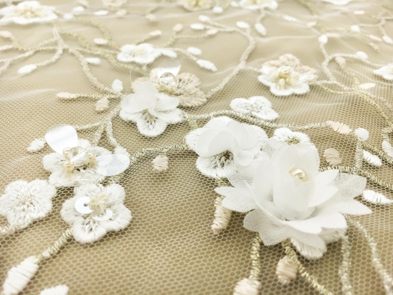 Embroidered Illusion with Floral Appliqués and Clear Sequins2