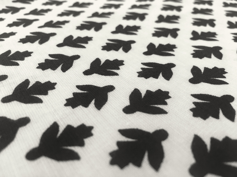 Cotton Lawn Black & White Leaf Print 2