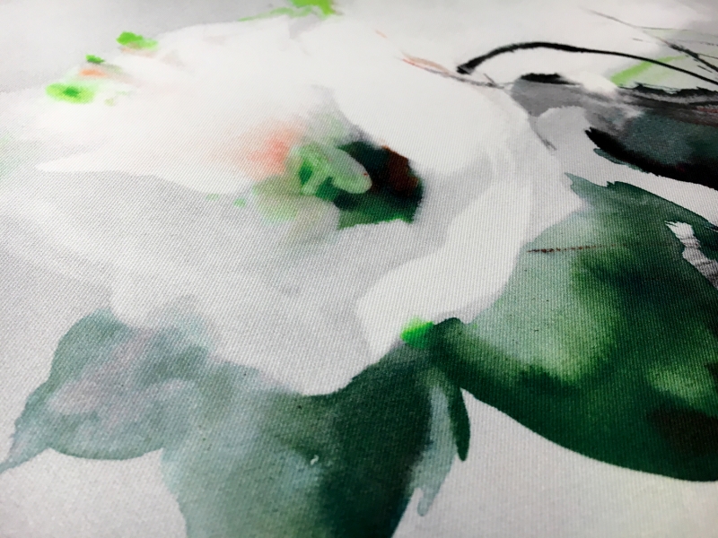 Printed Silk Mikado With Abstract Watercolor Flowers B J Fabrics