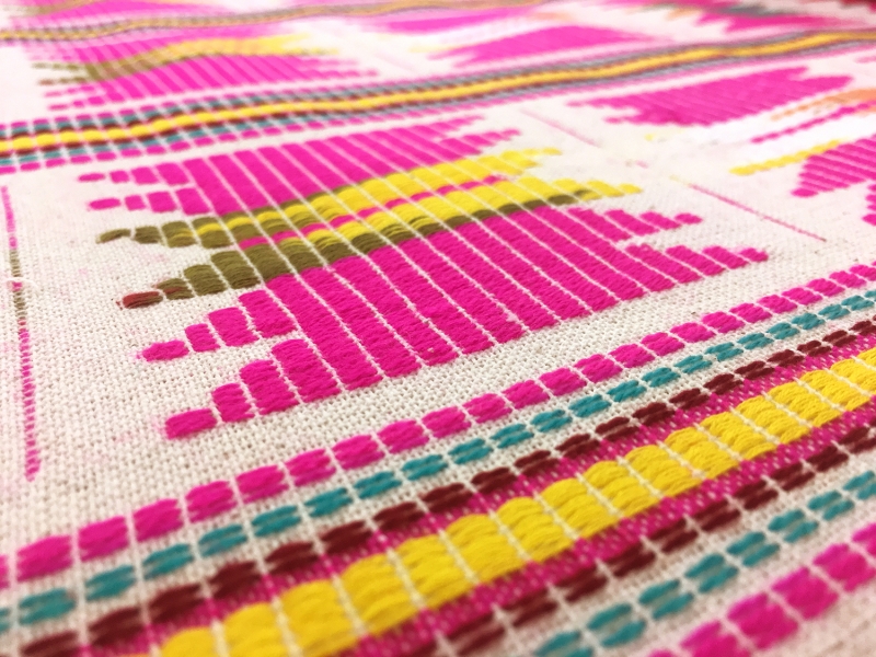 Cotton Native Stripe in Pink Yellow And Teal2