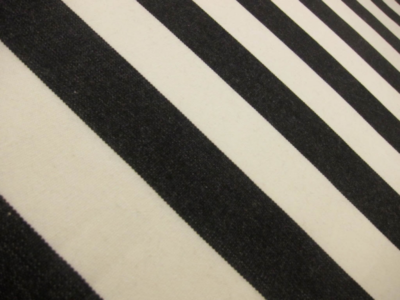 Cotton Upholstery 1.5" Stripe In Black And Pearl2