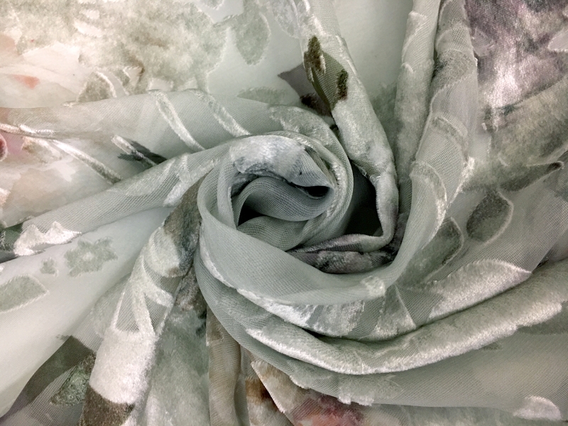 Italian Silk Rayon Burnout Velvet With Floral Motif1
