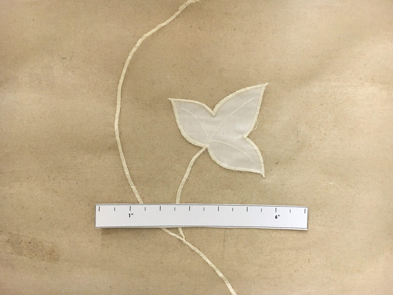 White Silk Organza Embroidered with Vines and Leaves in Cream1