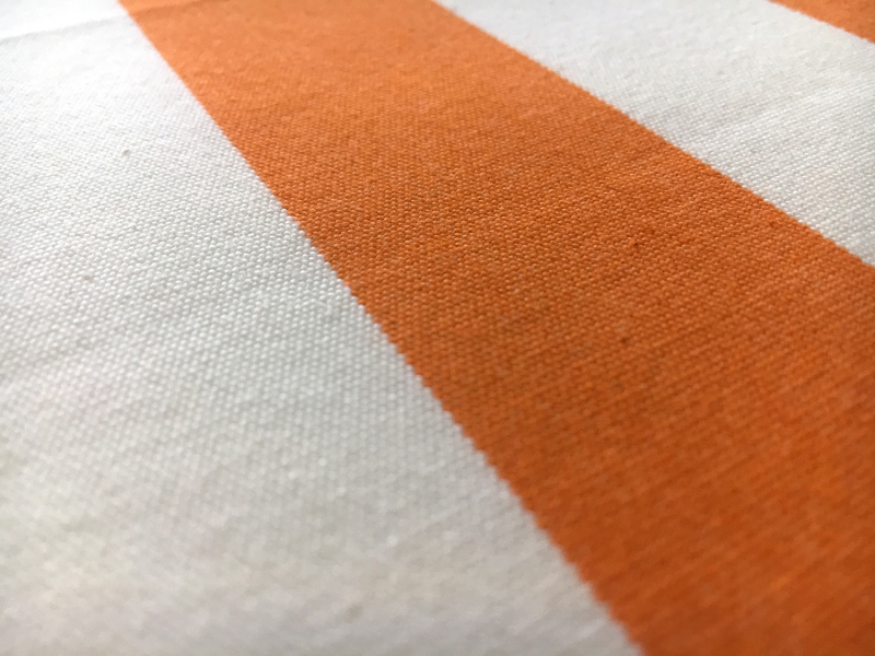Cotton Upholstery 1.5" Stripe In Orange And White2