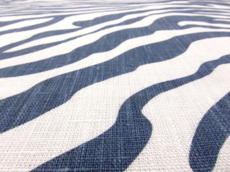 Linen Upholstery Zebra Print in Bluestone2