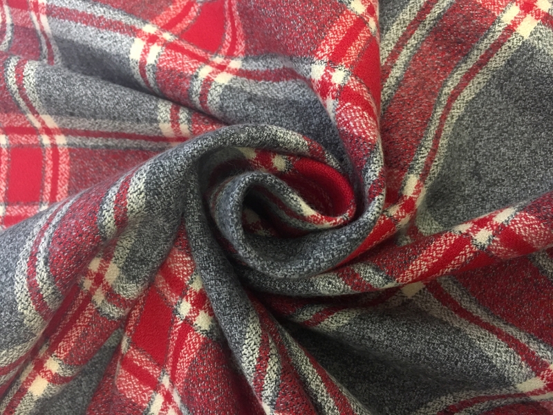 Cotton Mammoth Flannel Plaid in Grey and Red1
