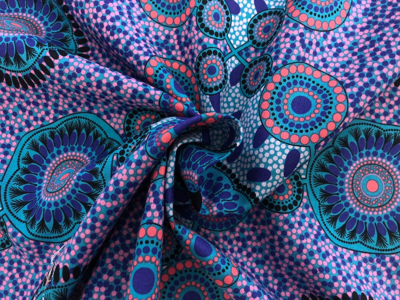 Australian Cotton Print With Aboriginal Motif | B&J Fabrics