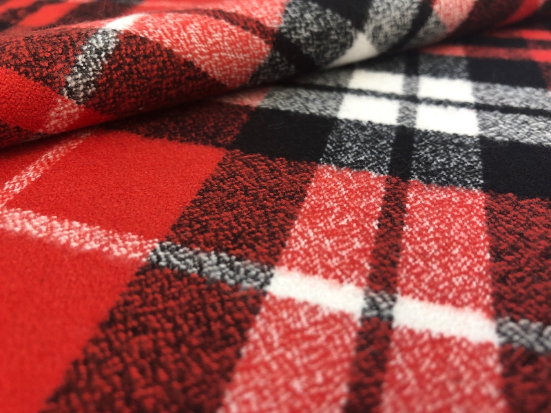 Cotton Flannel Plaid in Red Black White