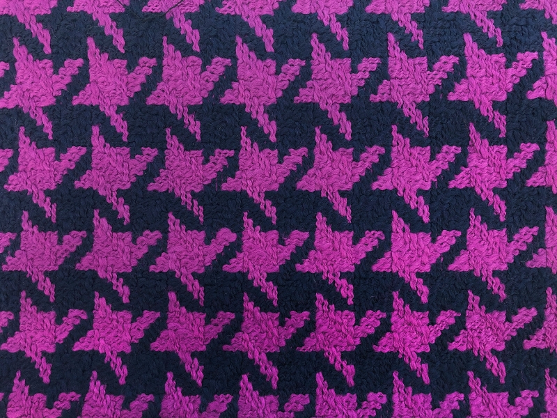 Wool Oversized Houndstooth Tweed in Fuchsia and Navy | B&J Fabrics