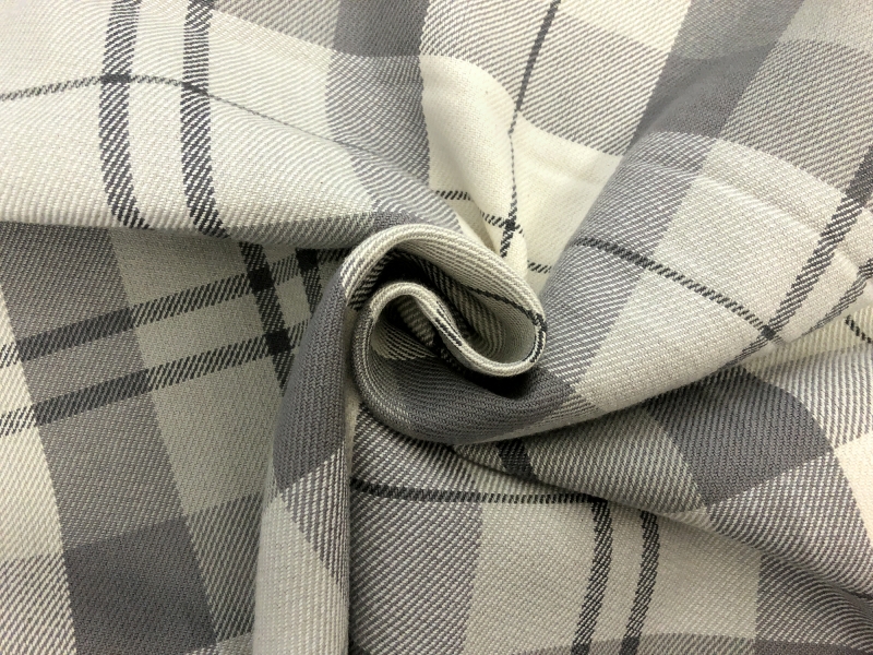 Cotton Twill Upholstery Plaid in Silver | B&J Fabrics