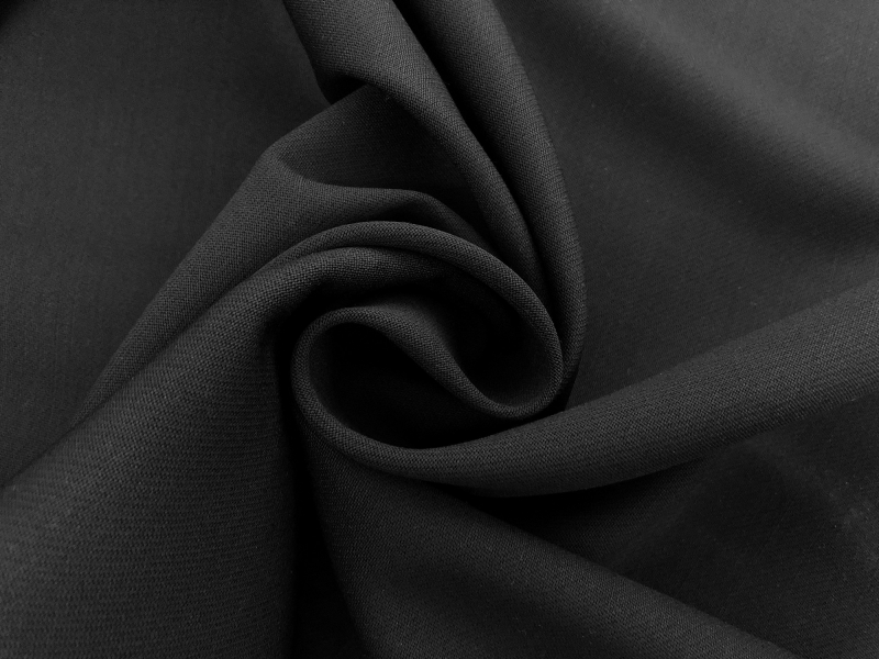 Italian Wool Satin Faille in Black | B&J Fabrics
