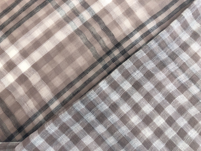 Cotton Doubleface Plaid Gauze in Warm Taupe | B&J Fabrics