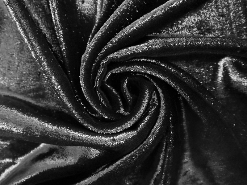 Silk Lurex Panné Velvet in Black | B&J Fabrics