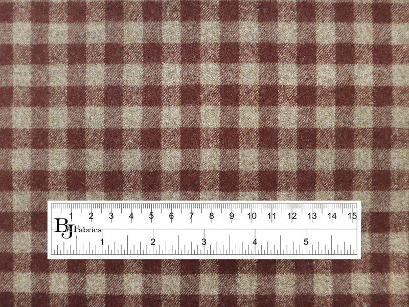 Italian Wool Cashmere Shepherd's Check in Brick | B&J Fabrics