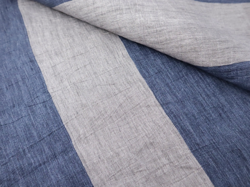 Linen Bayadère Stripe in Indigo & Lilac | B&J Fabrics