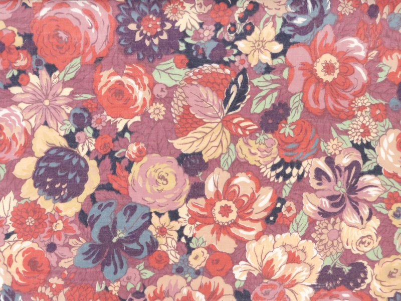 Vintage Wool & Cotton Viyella with Floral Print | B&J Fabrics