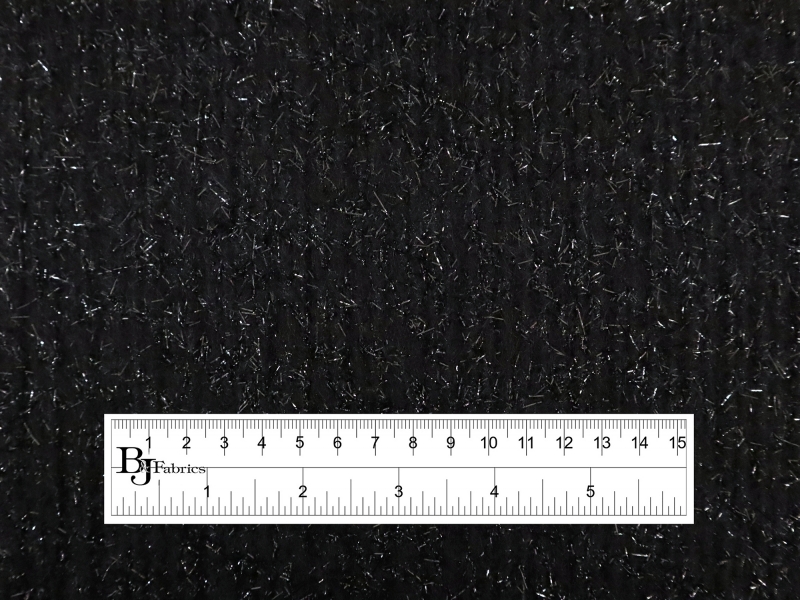 Lurex Wool Blend Knit in Black | B&J Fabrics