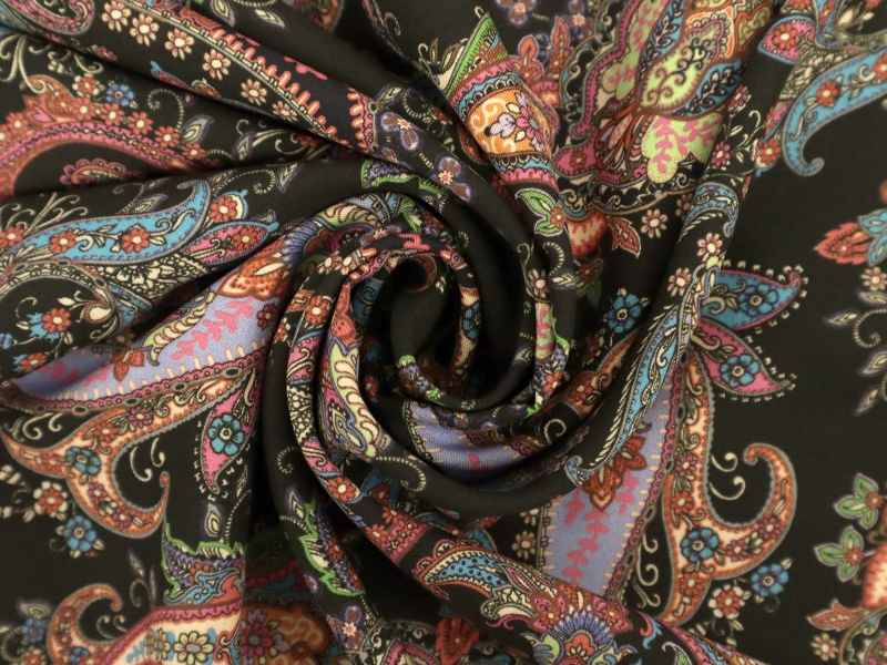 Printed Viscose Challis with Paisley Pattern | B&J Fabrics