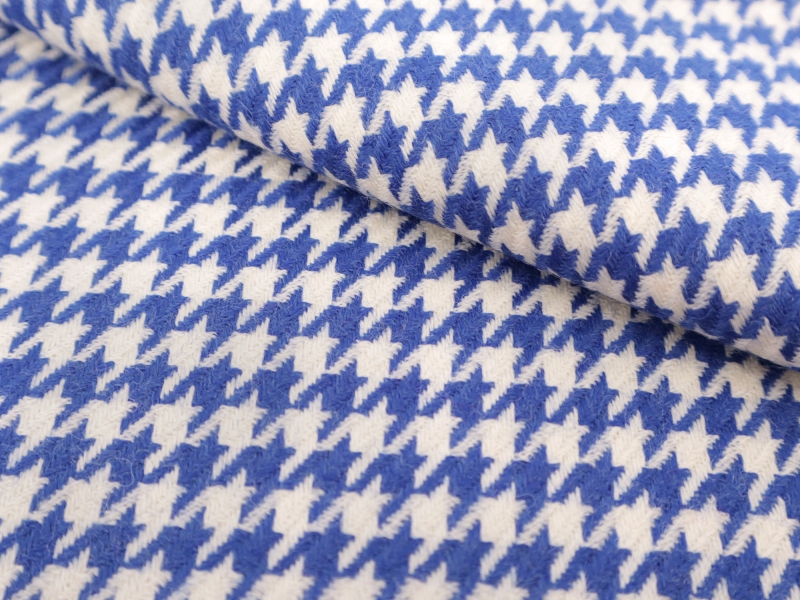 Wool Houndstooth Suiting in Avio Blue & Ivory | B&J Fabrics