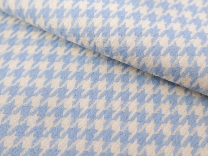 Wool Houndstooth Suiting in Azzurro Blue | B&J Fabrics