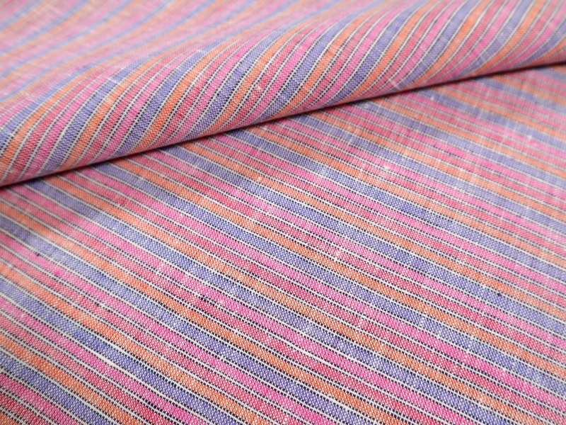 Multi Colored Striped Linen in Red & Purple | B&J Fabrics