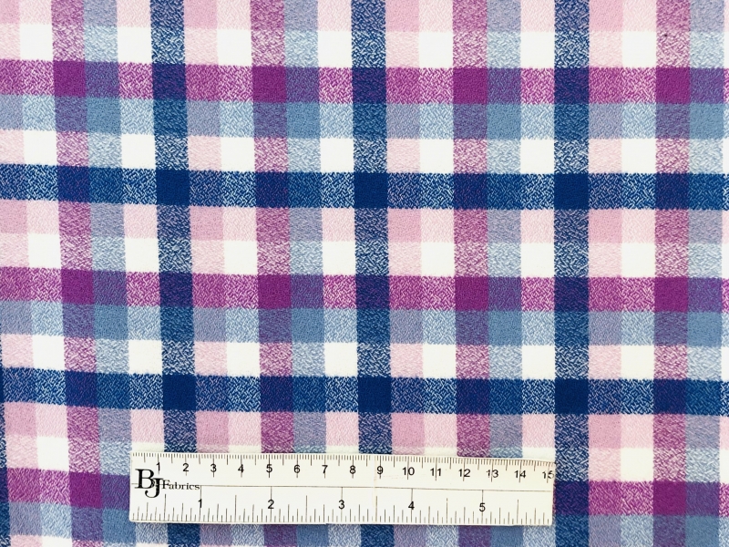Cotton Flannel Check in Lilac | B&J Fabrics