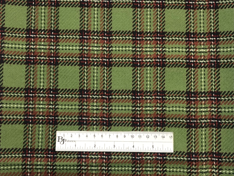 Wool Plaid Suiting in Verde | B&J Fabrics