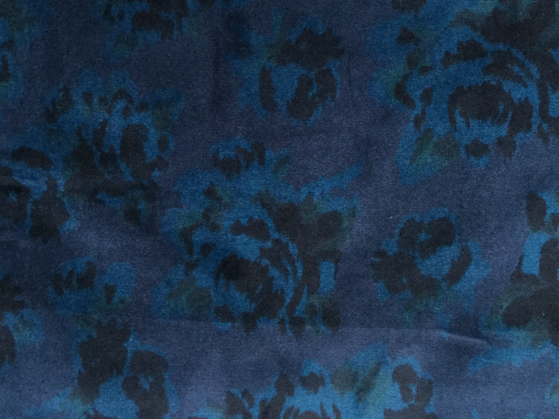 Printed Cotton Velvet with Navy Roses | B&J Fabrics