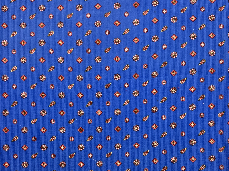 Japanese Vintage Cotton Corduroy Print in Azure Red | B&J Fabrics