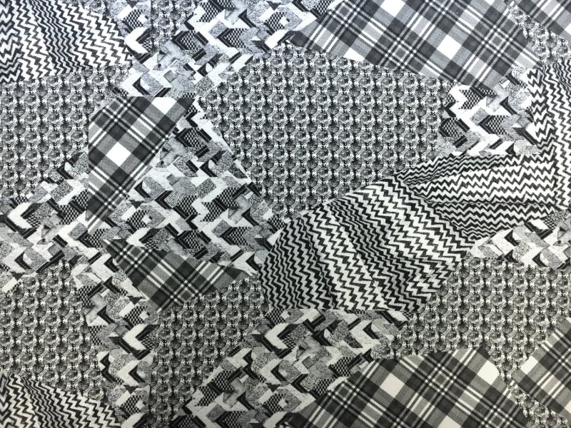 Handkerchief Linen Black And White Collage Digital Print0