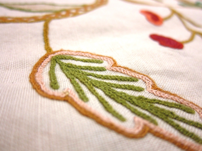 Floral Crewel Embroidery on Linen2