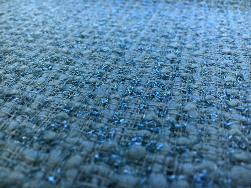 Wool and Nylon Lurex Tweed in Viridian Blue2