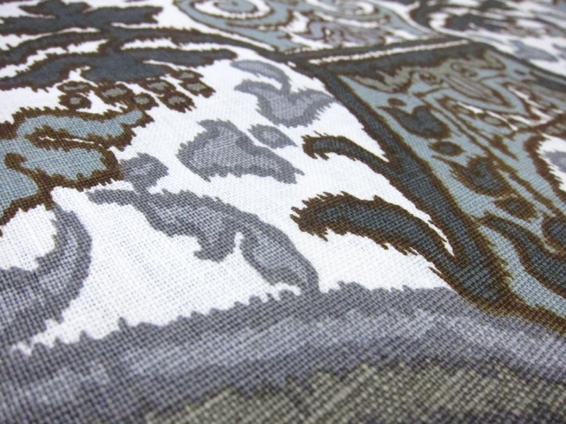 Linen Upholstery Paisley Ikat Print2