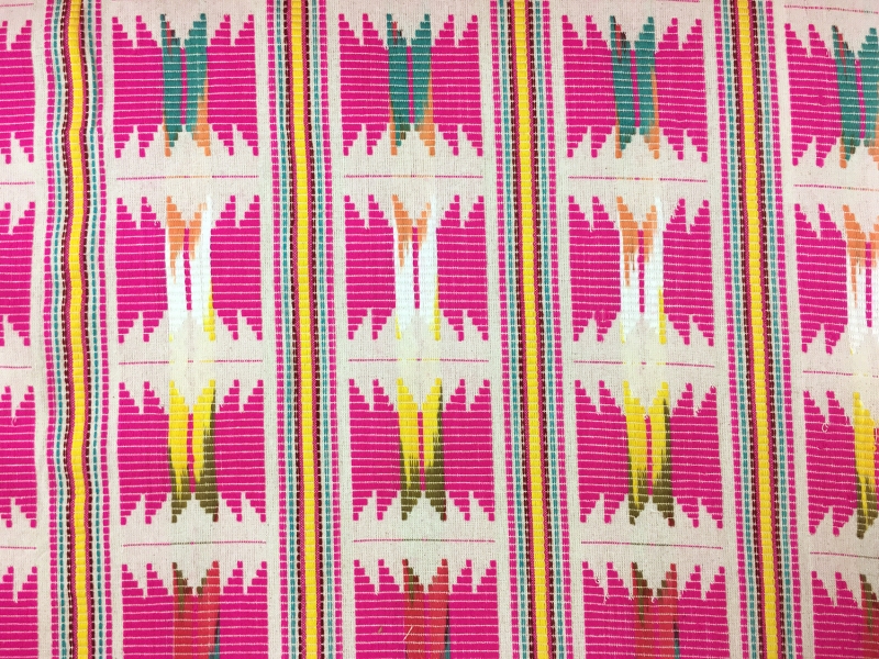 Cotton Native Stripe in Pink Yellow And Teal0