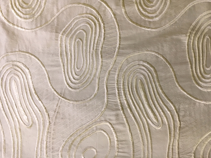 Silk Shantung with Embroidered Swirls0
