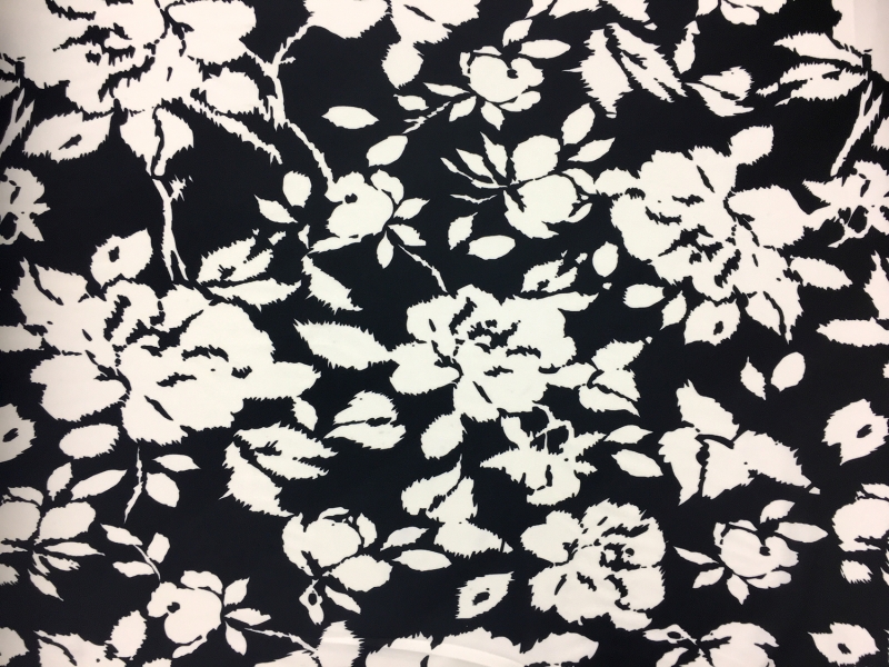 Light Scuba With Black And White Floral  Print0