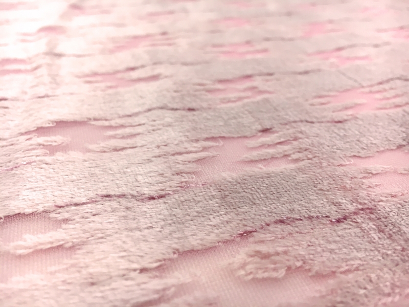 Pink Silk Lurex Burnout Velvet with Abstract Brushstrokes 2