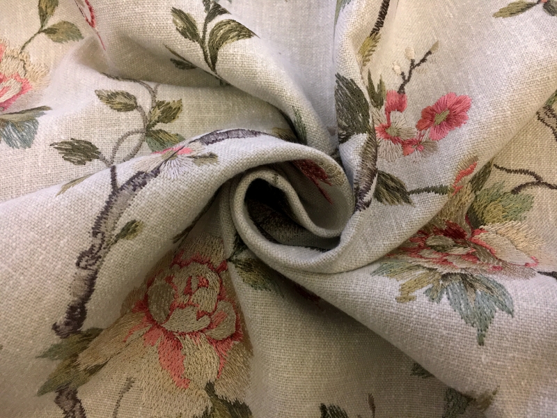 Poly Cotton Upholstery with Floral Embroidery1