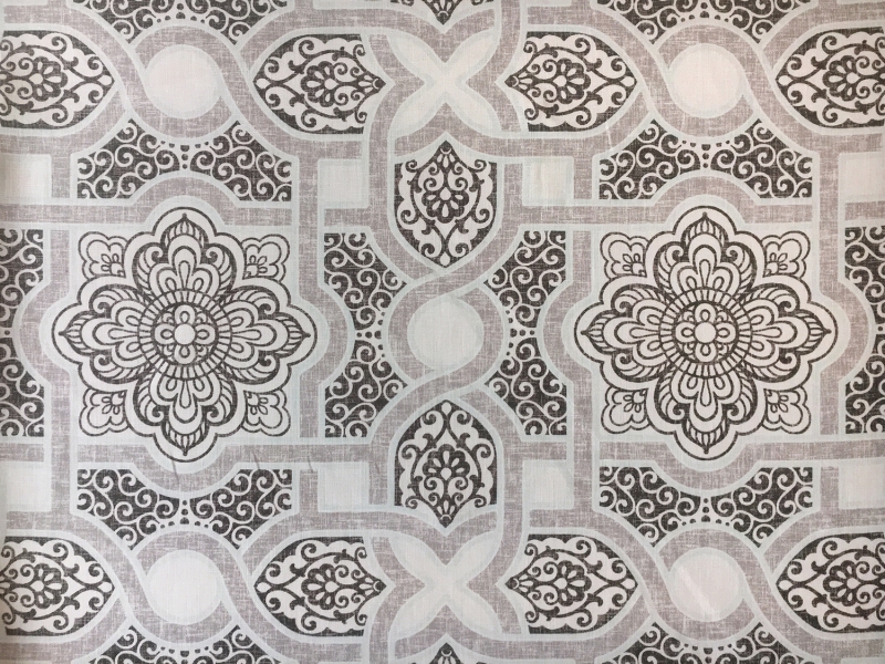 Light Weight Linen Print Arabesque Mosaic 0